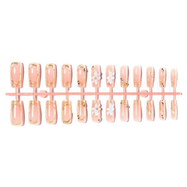 Short square three-dimensional gentle carved lily gradient pearl wave