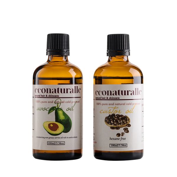 Avocado &amp; Castor Oil - Pure Cold Pressed Set (100ml each)