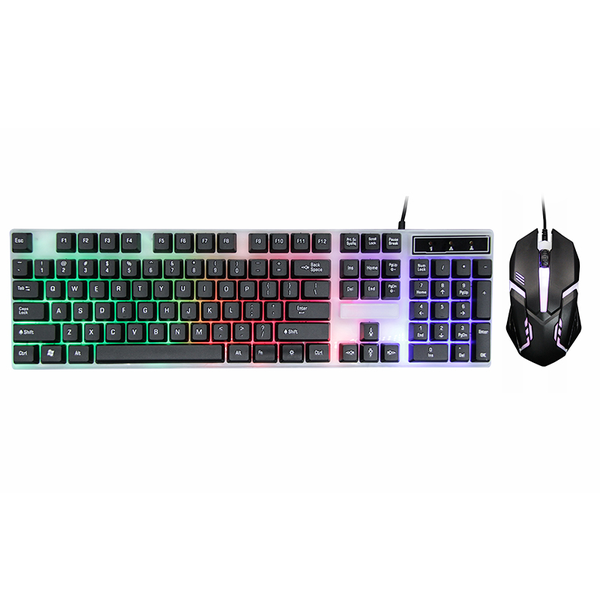 LED backlit film keyboard with wired gaming keyboard and mouse combination