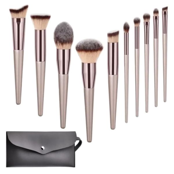 10Pcs Professional Makeup Brushes, Premium Synthetic Foundation Brush Kit