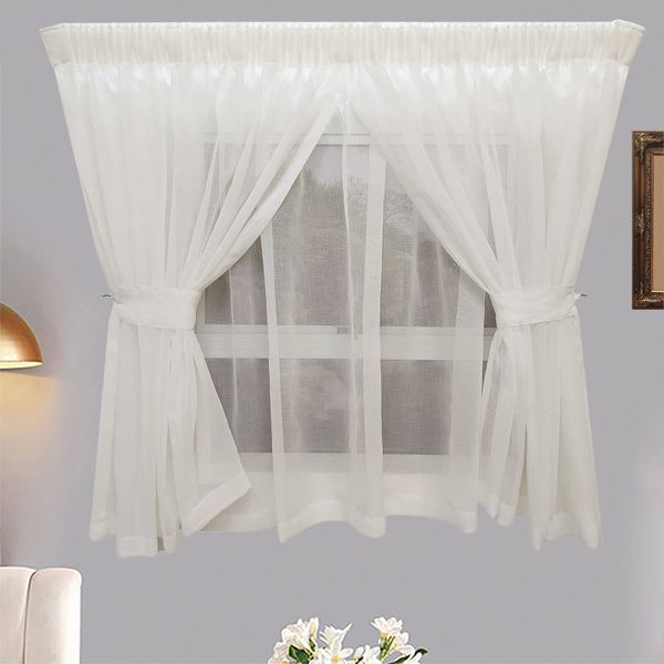 Matoc Designs Café Curtain -Double Layer - Mystic Voile - Pink - Taped