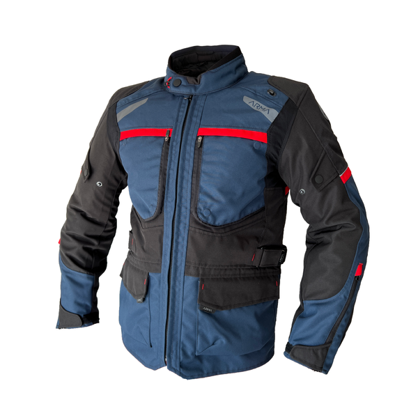 Arma Armadillo Adventure Jacket Navy Blue/Red - Blue / Red - S