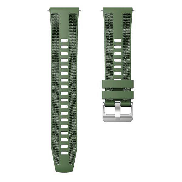 Woven Nylon infused Silicone Watch Strap Compatible with Huawei GT5/GT5 Pro 46mm-Green