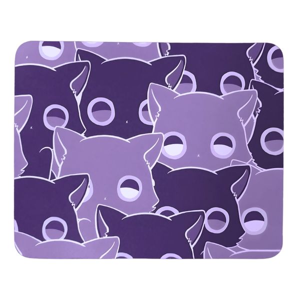 Purple Cat Mousepad, Cute Cat Faces, Smooth Surface, Non-Slip Base