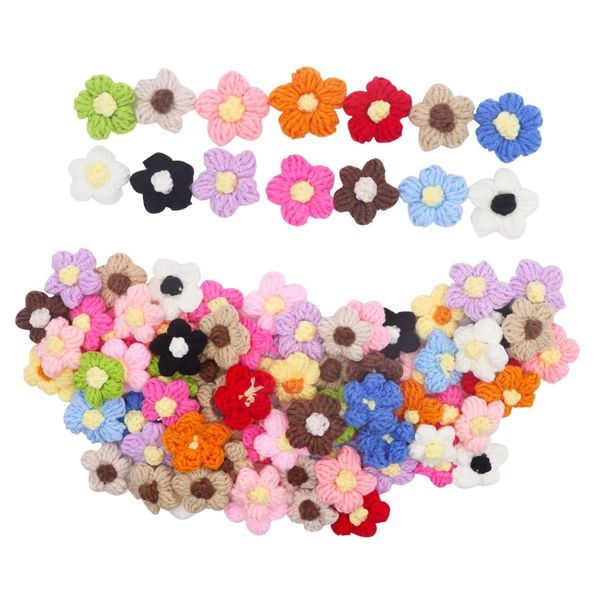 Craft DIY Crochet Knit Handmade Wool Flower Girly Patch Embellishment 50pcs