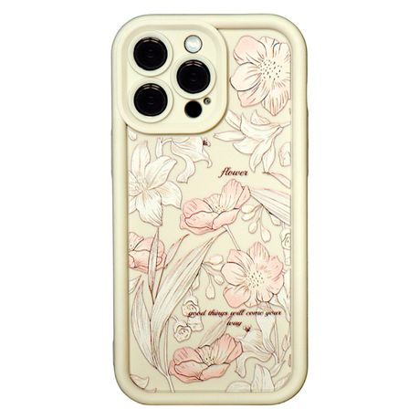 Beige - Phone Case with Neutral Floral - Iphone 15 Pro Image