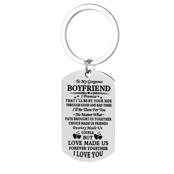 To My Gorgeous Boyfriend, Stainless Steel Keychain Ring For Men's Gifts