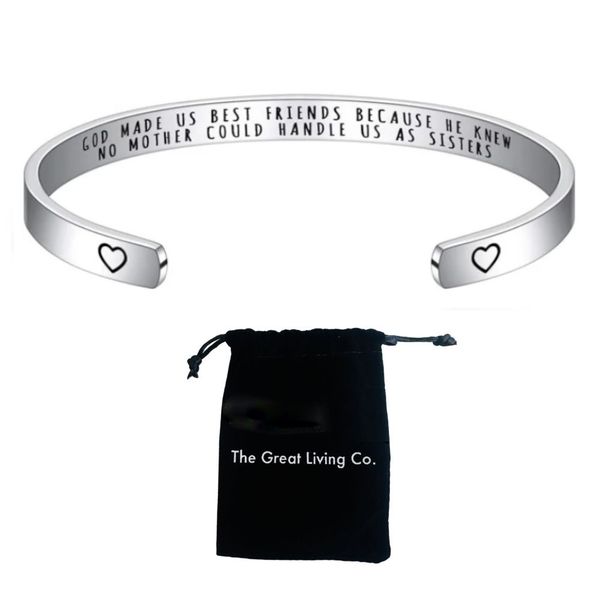 God Made Us Best Friends Because Friendship Cuff Bracelet with Lux Gift Bag