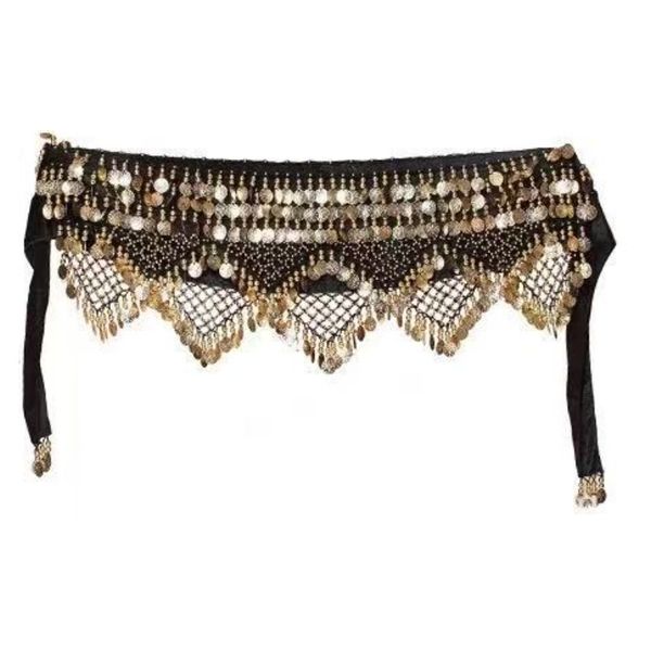 Indian leather belt,Black/Gold