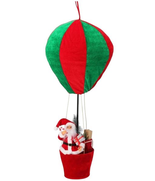 Red-Green Balloon Fabric With Telescope &amp; Santa - Christmas Centerpiece