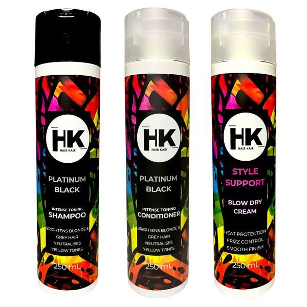 HK Platinum Black Trio - Shampoo, Conditioner &amp; Blow Dry Cream 250ml