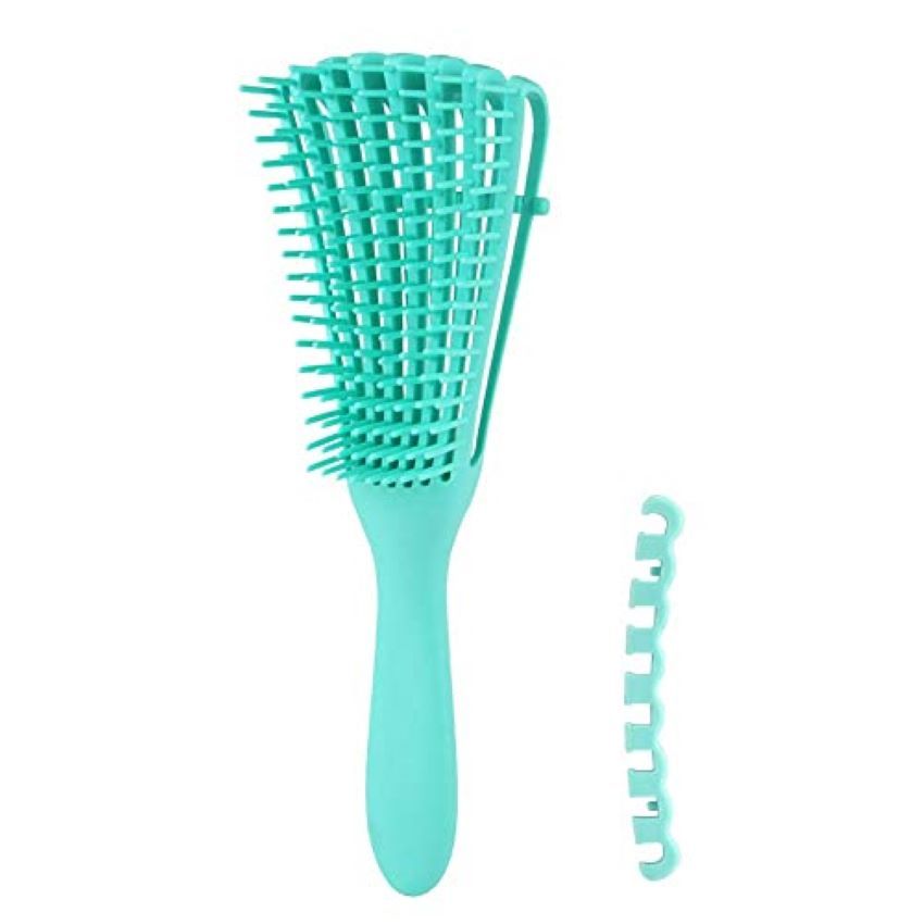 Green hair detangling brush