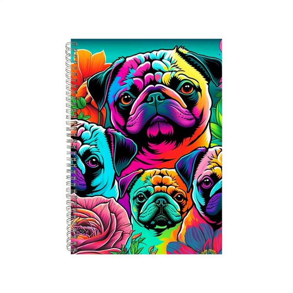 Neon Rainbow Pug Notebook Animal Gift Idea A4 Notepad Pad 74