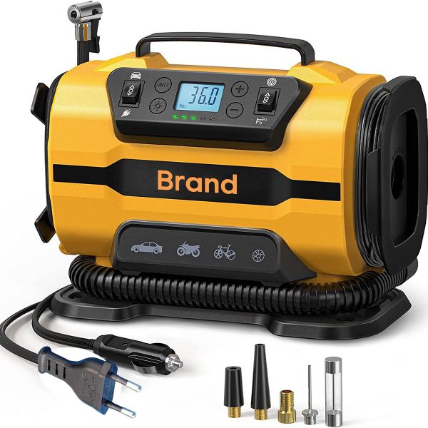 Tire Inflator Portable Air Compressor 12v Ac/Dc Dual Power With Led Light
