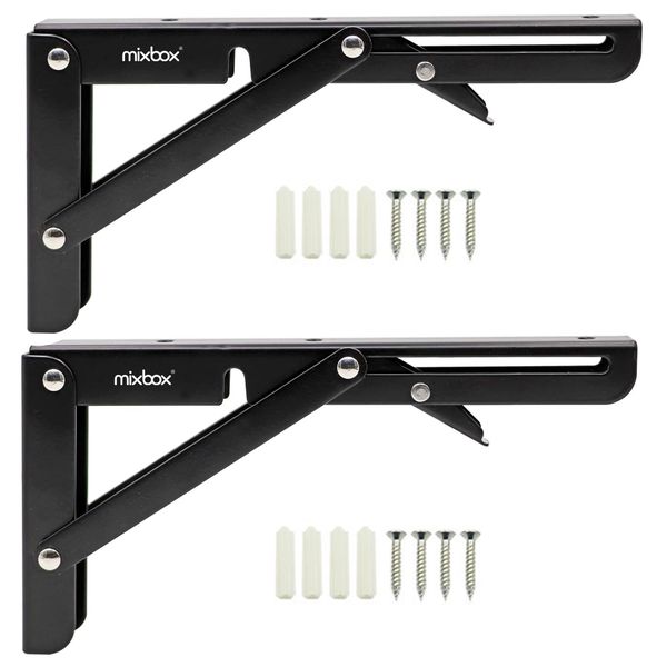 Mix Box 2 PCs 10 inches Stainless Steel Triangle Folding Shelf Brackets