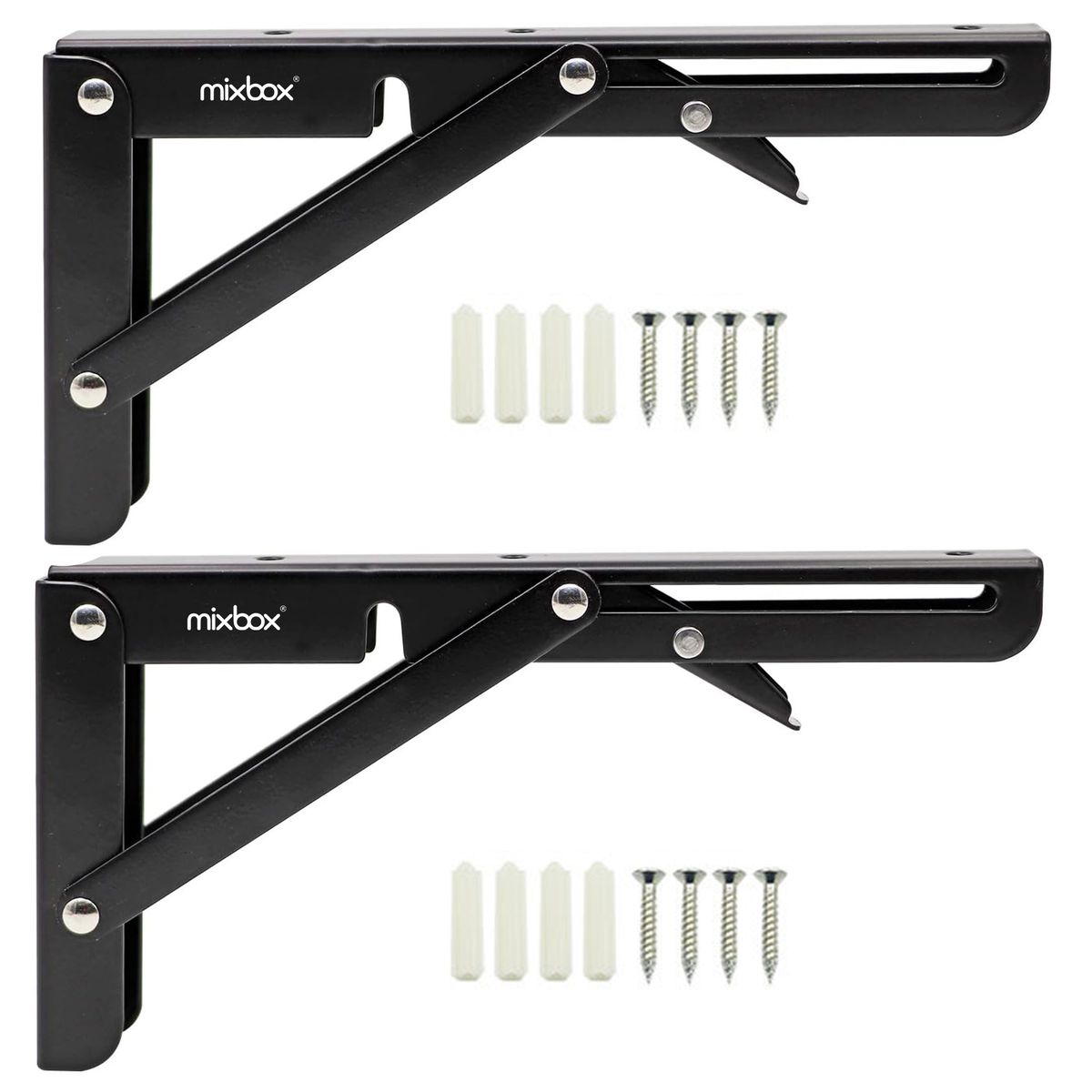 Mix Box 2 PCs 10 inches Stainless Steel Triangle Folding Shelf Brackets