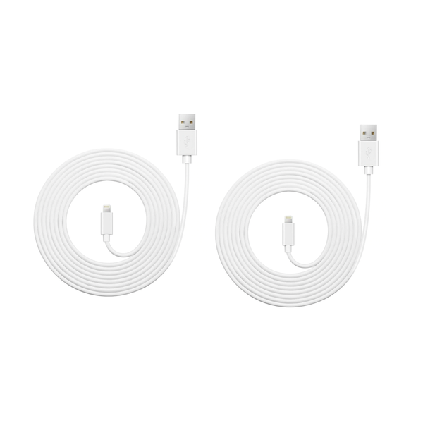 3m Extra Length iPhone Compatible Connector Charging Cable - 2 Pack