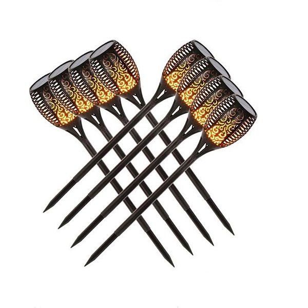 Set Of 8 Flame Garden Solar 33 Led Light