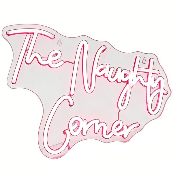 The Naughty Corner Neon Sign, Red Letters USB Powered Neon Lights for Bar