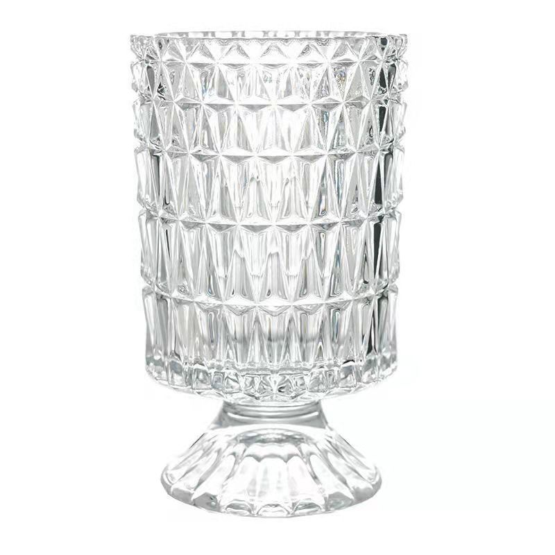 Glass Vase, Embossed Big Base Vase, Flower Vase Decorative for Home ...