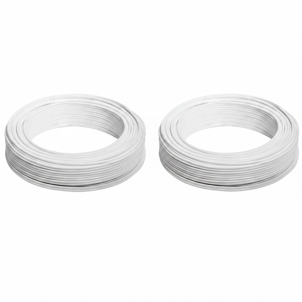 White Flat Cable Ripcord 20m x 0.5mm for Electrical Applications - 2 Pack