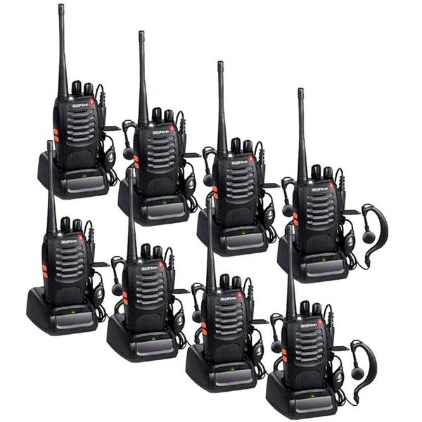 8 Piece - Rechargeable Long-Range LED Fashlight Walkie Talkie 2 Way Radio