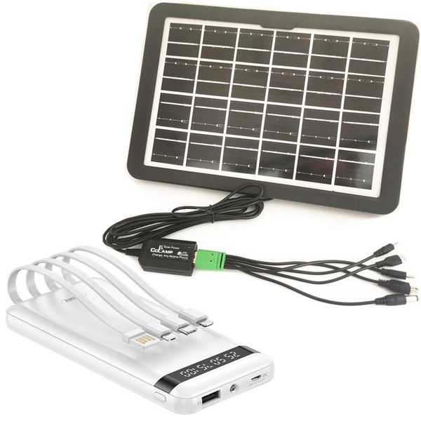 Solar Panel Charging Station 8W + Fast Charging Powerbank - Built in Cables