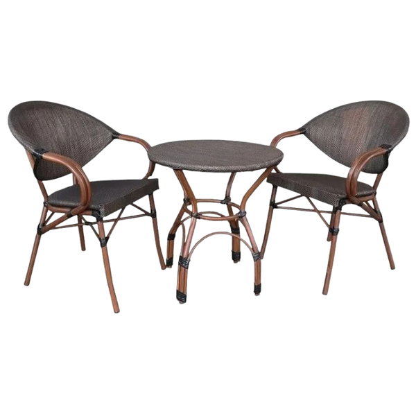 SMTE Rustic Bistro Set Bamboo Table &amp; Chair 3 Piece Set