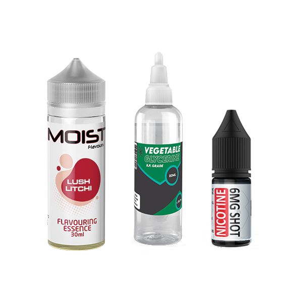 120ml Moist Vape Juice DIY Longfill Kit - Lush Litchi - 2mg