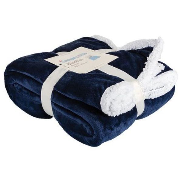 Soft Sherpa Blanket King Size - 200 x 200cm - Navy
