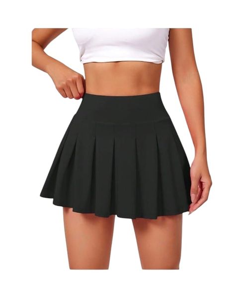 Women's Solid High Waist Pleated Athletic Skirt