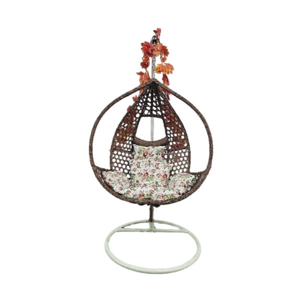 Rattan Wicker hanging Chair with Cushion and Open Sides