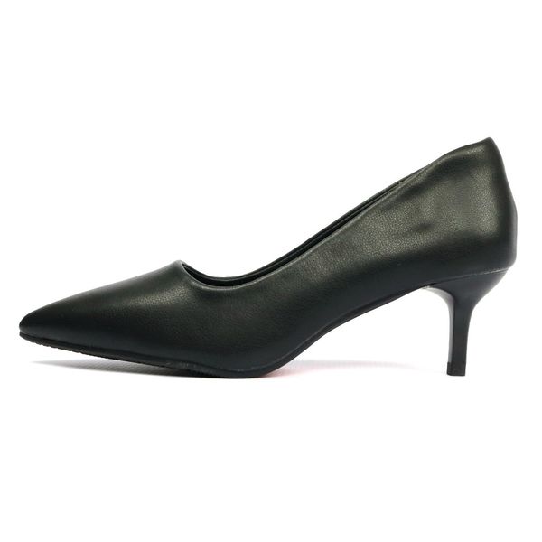 UB Corporate Leather Medium Heel Stiletto - Black