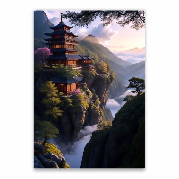 Japanese Temple Landscape Poster - A1
