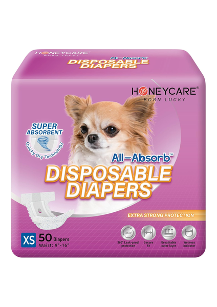 HONEY CARE All-Absorb Disposable Female Dog Diapers Extra Small