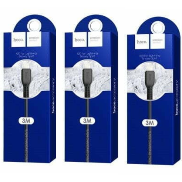 3 Pack USB to Lightning iPhone Data Charging Cable Black