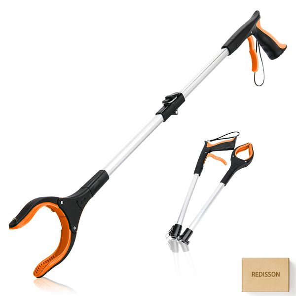 32" Foldable Grabber Reacher Tool with 360 Rotating Jaw &amp; Magnet