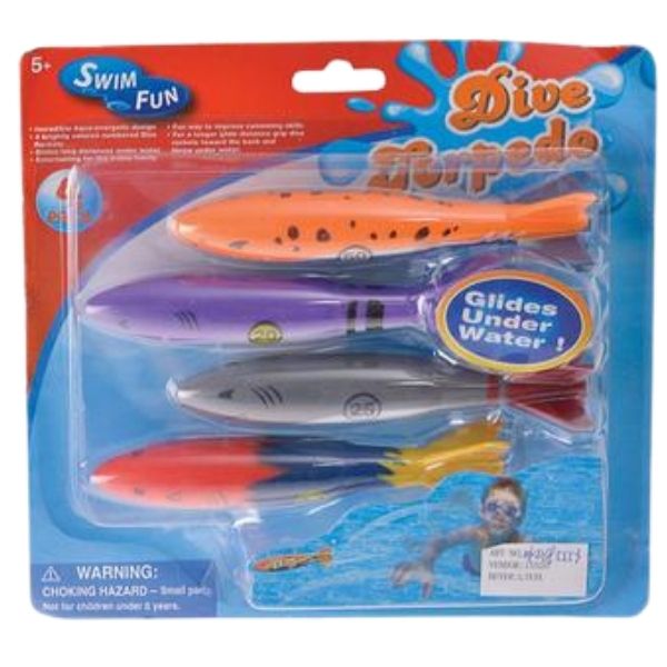 SourceDirect - Dive Torpedo / Swim Play Dive Toys - 4 Pieces (13cm)