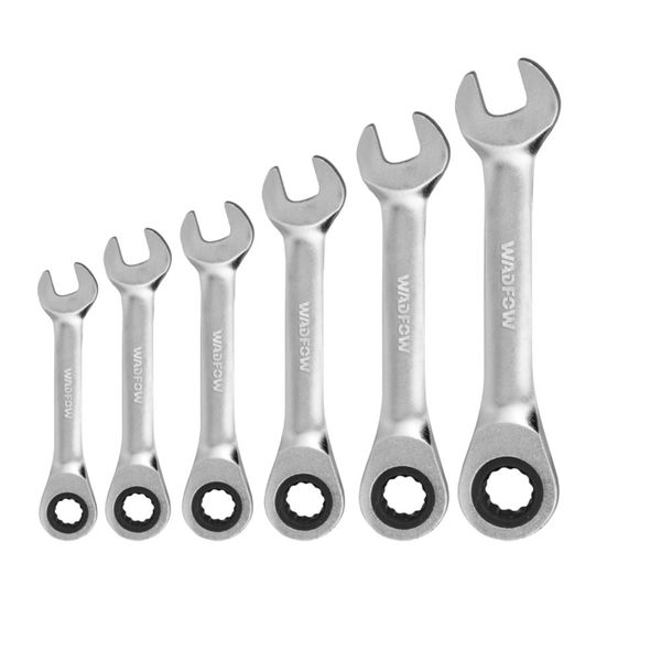 Wadfow - Stubby Ratchet Spanner Set Cr-Mo (90T / 8-17MM) - 6Pieces