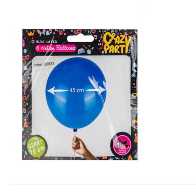 Crazy Party - Giant Balloon 45cm - 3 Pack (6 Balloons Per Pack)