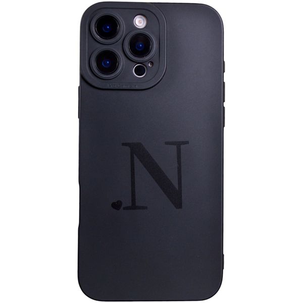 Phone Case with Initial N and Pro Camera Compatible with Iphone 16 Pro Max - Matte Black
