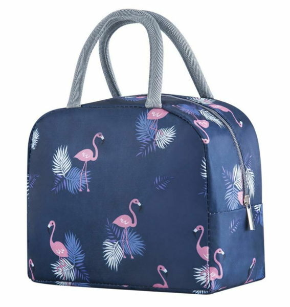 Navy Flamingo Lunch Bag