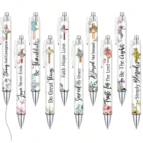 10Pcs Christian Pens For Women Religious Ink Pens