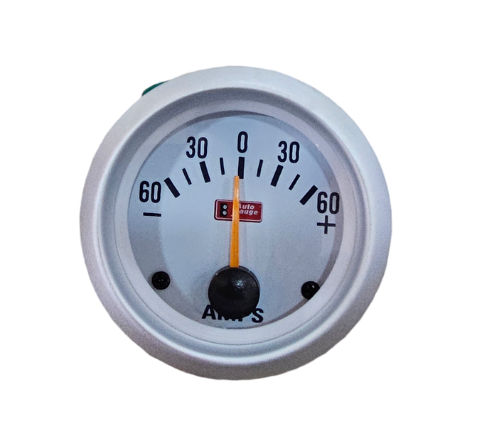 Gauge Amp Meter SW White Face with Silver Trim Autogauge
