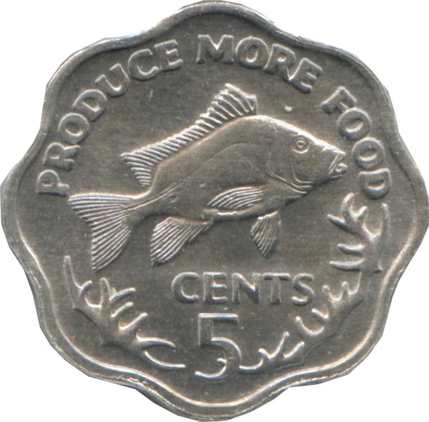 1977 Seychelles 5 Cents Commemorative Issue Produce More Food
