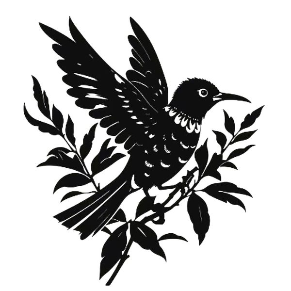 Decor Black Metal Hummingbird On a Brunch Wall Mounted Art Decal (30cm)