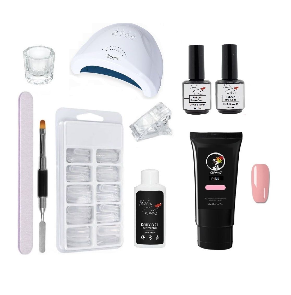 iMbali 60ml Polygel Nail Starter Kit with 48W Nail Dryer and Slip