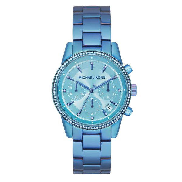 Michael Kors Ritz Chronograph Iridescent Blue Stainless Steel Watch MK6684