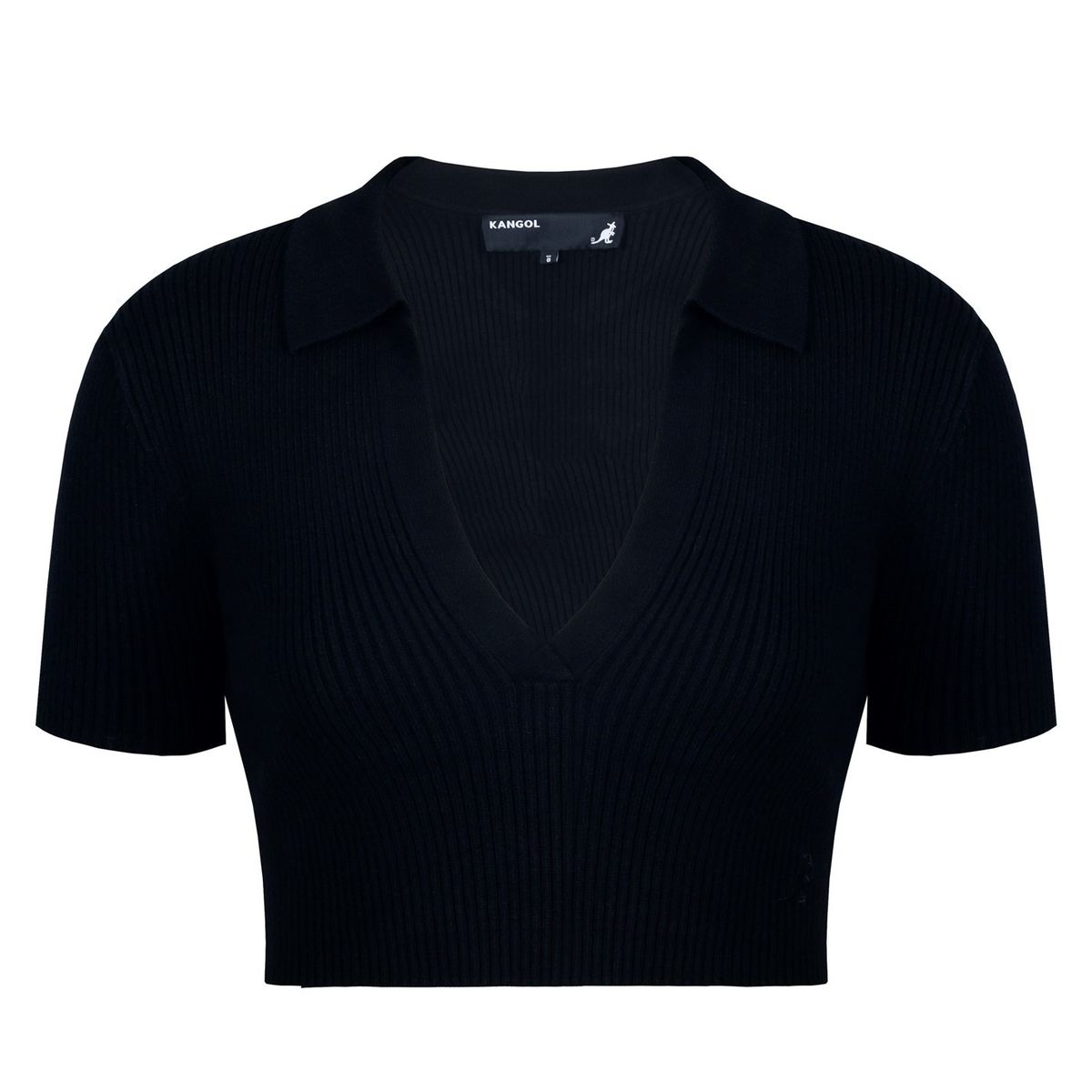 Kangol Ladies Crop Collar T-Shirt - Black [Parallel Import] | Shop ...