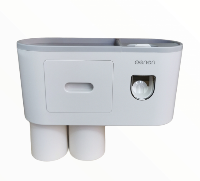 Bathroom Toothpaste Dispenser Toothbrush Holder Organizer - 2 cups